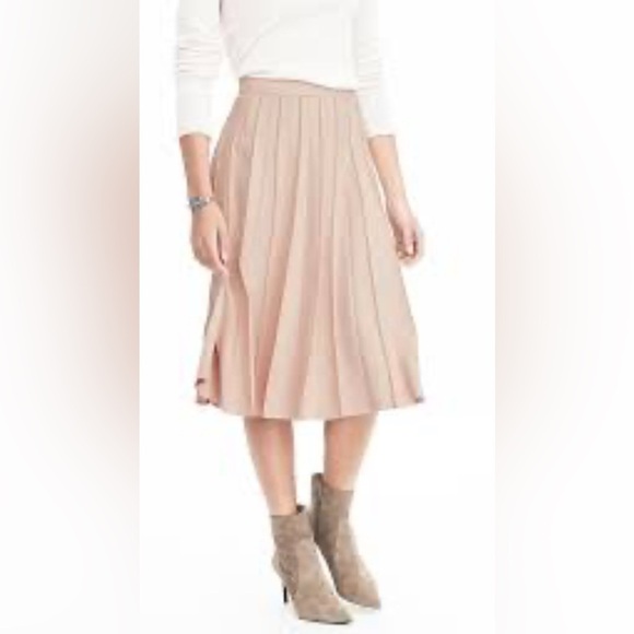 Banana Republic Dresses & Skirts - Banana Republic Soft Pink A-Line Pleated Midi Skirt Size 10 Petite